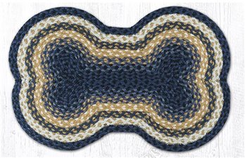 Lt. Blue/Dk. Blue/Mustard Large Braided Dog Bone Shaped Rug 18"x28"