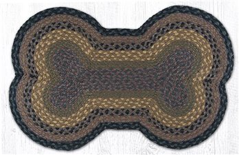 Brown/Black/Charcoal Large Braided Dog Bone Shaped Rug 18"x28"