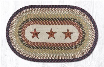 Barn Stars Oval Braided Rug 27"x45"