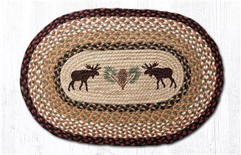 Moose/Pinecone Oval Braided Rug 20"x30"