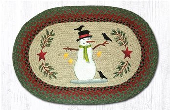 Snowman with Crow Oval Braided Rug 20"x30"