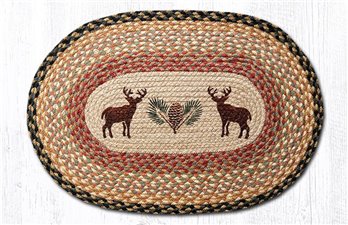 Deer/Pinecone Oval Braided Rug 20"x30"