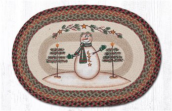 Moon & Star Snowman Oval Braided Rug 20"x30"