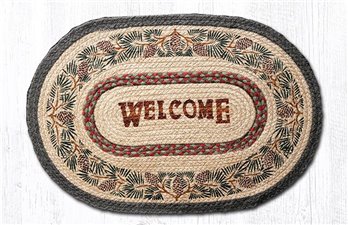 Pinecone Welcome Oval Braided Rug 20"x30"