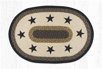 Black Stars Oval Braided Rug 20"x30"