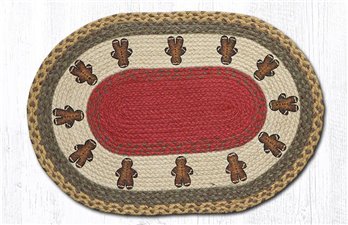 Gingerbread Men Oval Braided Rug 20"x30"