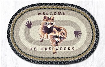 Raccoon Welcome Oval Braided Rug 20"x30"