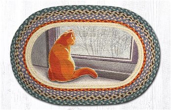 Winter Cat Oval Braided Rug 20"x30"