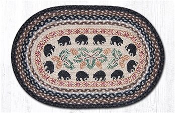 Black Bears Oval Braided Rug 20"x30"