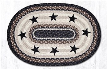 Black Stars Oval Braided Rug 20"x30"