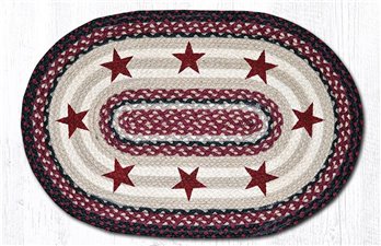 Burgundy Stars Oval Braided Rug 20"x30"