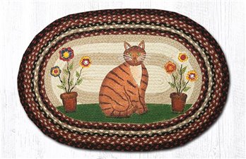 Folk Art Cat Oval Braided Rug 20"x30"