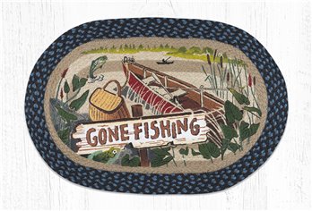 Gone Fishing Oval Braided Rug 20"x30"