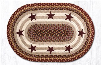 Burgundy Stars Oval Braided Rug 20"x30"