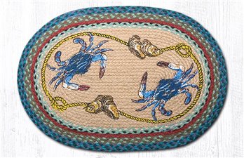 Blue Crab Oval Braided Rug 20"x30"