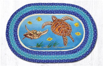 Sea Turtle Oval Braided Rug 20"x30"