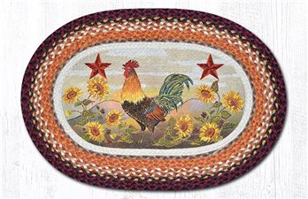 Morning Rooster Oval Braided Rug 20"x30"