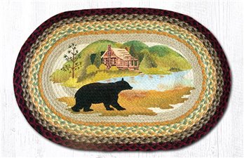 Cabin Bear Oval Braided Rug 20"x30"