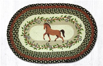 Horse Oak Leaf Oval Braided Rug 20"x30"