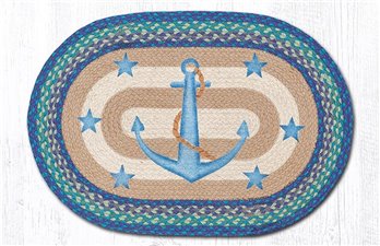 Anchor Stars Oval Braided Rug 20"x30"