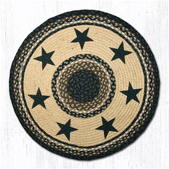 Black Stars Round Braided Rug 27"x27"