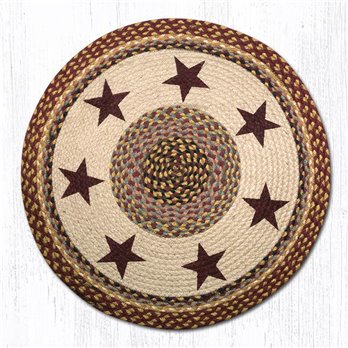 Burgundy Stars Round Braided Rug 27"x27"