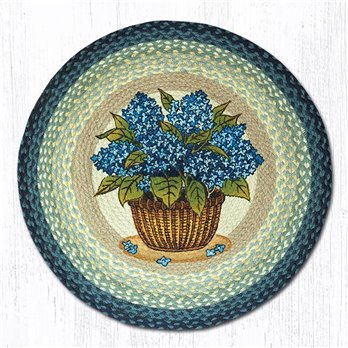 Blue Hydrangea Round Braided Rug 27"x27"