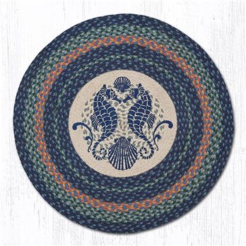 Shell Coast Seahorse Round Braided Rug 27"x27"