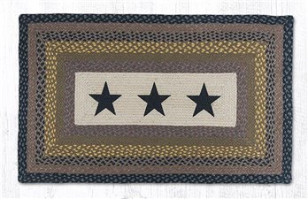 Black Stars Rectangular Braided Rug 27"x45"