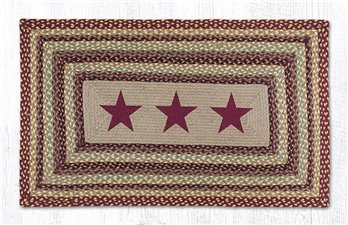 Burgundy Stars Rectangular Braided Rug 27"x45"