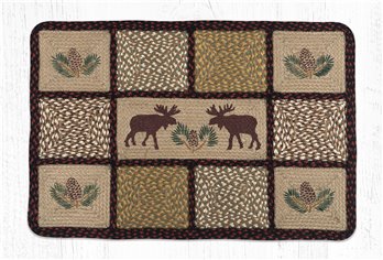 Moose/Pinecone Rectangle Quilt Braided Rug 20"x30"