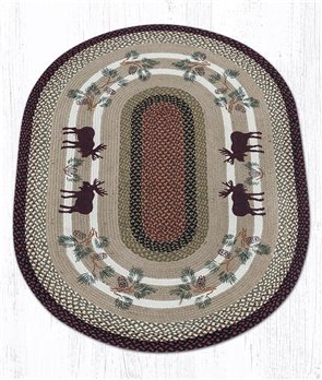 Moose/Pinecone Oval Braided Rug 4'x6'