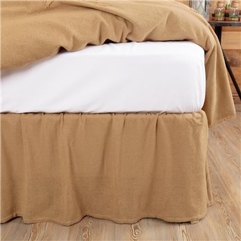 Burlap Natural Ruffled King Bed Skirt 78x80x16