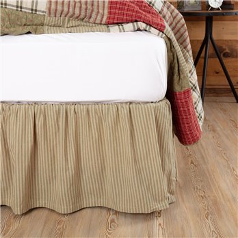Prairie Winds Green Ticking Stripe King Bed Skirt 78x80x16