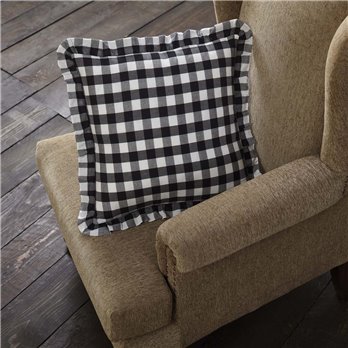 Annie Buffalo Black Check Ruffled Fabric Pillow 18x18