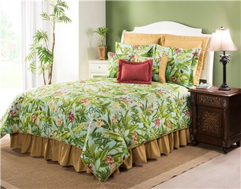 Wailea Coast Bloom Comforter Set-Queen with 15" Bedskirt