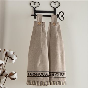 Sawyer Mill Charcoal Farmhouse Button Loop Tea Towel Set of 2