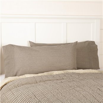 Sawyer Mill Charcoal Ticking Stripe King Pillow Case Set of 2 21x40