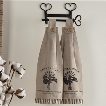 Sawyer Mill Charcoal Windmill Button Loop Tea Towel Set of 2