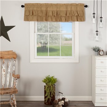 Simple Life Flax Khaki Ruffled Valance 16x60