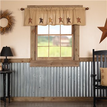 Stratton Burlap Applique Star Valance 16x72