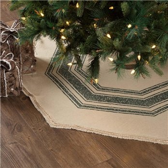 Vintage Burlap Stripe Green Tree Skirt 48