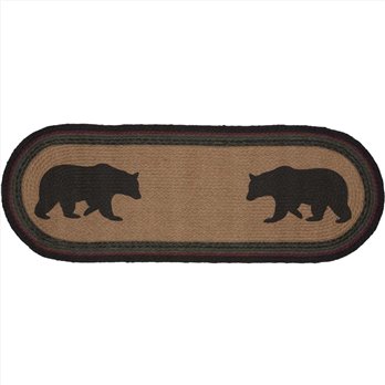 Wyatt Stenciled Bear Jute Runner Oval 13x36