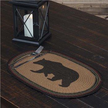 Wyatt Stenciled Bear Jute Placemat Oval Set of 6 12x18