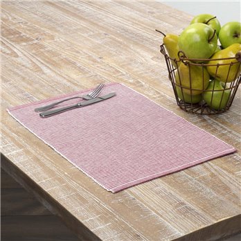 Ashton Red Ribbed Placemat Set of 6 12x18