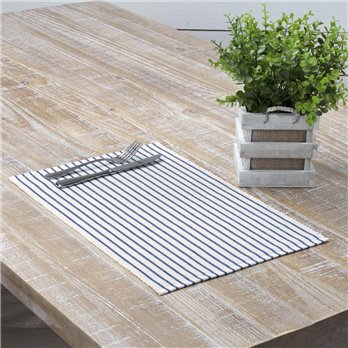 Audrey Blue Ribbed Placemat Set of 6 12x18