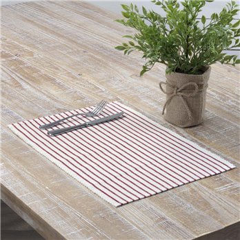 Audrey Red Ribbed Placemat Set of 6 12x18