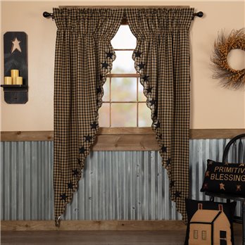 Black Star Scalloped Prairie Long Panel Set of 2 84x36x18