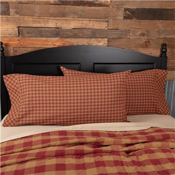 Burgundy Check King Pillow Case Set of 2 21x40