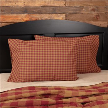 Burgundy Check Standard Pillow Case Set of 2 21x30